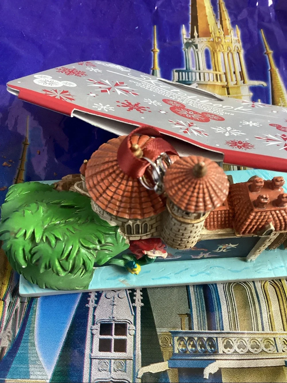Disney The Little Mermaid Holiday Ornament - Ariel Castle Scene (Red Ribbon)